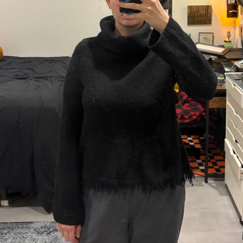 Anthropologie Black Cowl Neck Sweater